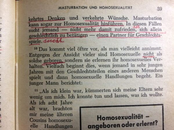Masturbation kann, nach Aussage der WTG, zur Homosexualität führen.